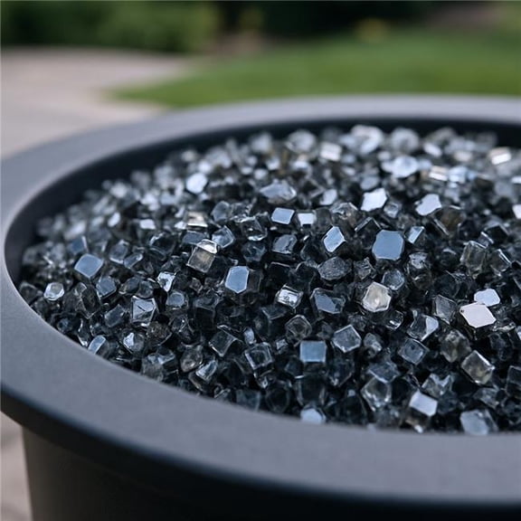 HomeRoots 479084 Black Round Reflective Fire Pit Glass