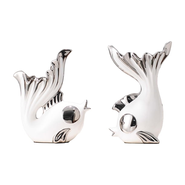 2 piezas de macetas decorativas para fotos, estatuas de peces, esculturas de peces para plata