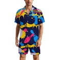 thumbnail image 1 of PRIYAL Ensemble de Pyjama à Manches Courtes pour Hommes, Satin Soie, 2 Pcs, 1 of 6