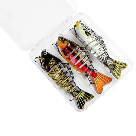 Yihuala 3Pcs Fishing Swimbaits Fishing Lures Multi Jointed Artificial Hard Baits Slow Sinking Simulated Swimming Lures
