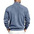 thumbnail image 4 of FRSASU Men's Faux Suede Bomber Jacket Zip‑Up Ribbed Collar Casual Lightweight Outerwear with Side Pockets Light Blue, 4 of 8