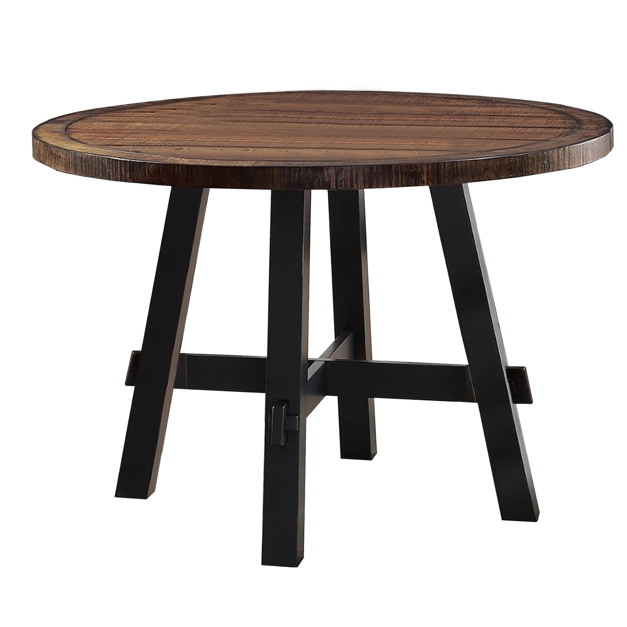 Cottage Style Round Wooden Dining Table Brown