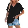 thumbnail image 2 of Womens Summer Tops Short Sleeve Shirts 2025 Fashion V Neck Outfits Clothes, 2 of 6