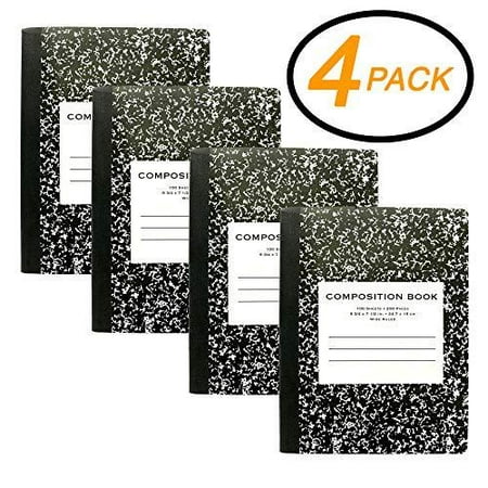 Emraw Composition Book Office Dairy Note Books 100 sheet Wide Ruled Paper Meeting Notebook Journals Hard cover Black Marble - Pack Of 4 Writing Book For (Best Paper Notebooks For Writing)