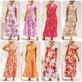 thumbnail image 4 of Vestido de mujer con volantes, estampado floral, corbata, cintura, vestido imperio, cuello en V Irfora Vestido de mujer, 4 of 7