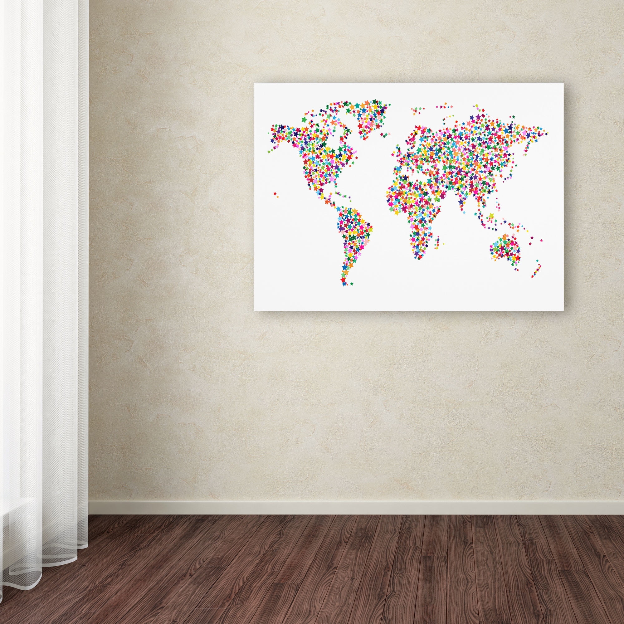 Trademark Art 'Stars World Map' Canvas Art by Michael Tompsett