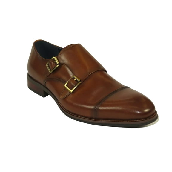 Men's Shoes STEVE MADDEN Leather upper Double Buckle Cap Toe TEON Tan