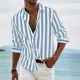 thumbnail image 2 of EHRWE Shirts For Men Male Long Sleeve Lapel Shirt Casual Striped Holiday Cardigan Shirt Tops Classic Fashion, 2 of 5