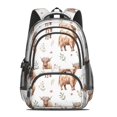 thumbnail image 2 of Highland Cow and Flower Print Backpack for School, Cute School Bag with Adjustable Shoulder Straps and Padded Back, 16.9"x12.6"x5.9", 2 of 5
