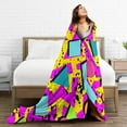 thumbnail image 2 of Retro 80s 90s Geometric Ultra-Soft Micro Fleece Blanket Throw All Seasons, Lightweight Warm for Bed or Couch, 2 of 6