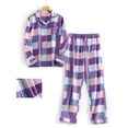 thumbnail image 2 of ZHENHONG Pajamas for Women, Flannel Pajamas Set Brushed Cotton Button Tops Pants Sleepwear Set Cozy Warm Winter Loungewear, Women's Sleepwear Purple, 2 of 3