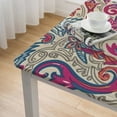 thumbnail image 4 of HAOXIT  Paisley Pattern Vintage Retro Style Boho Design Floral Asian Traditional Art Rectangle Tablecloth Picnic Tablecloth BBQ Table Cloths Polyester for Kitchen 44''x44'', 4 of 7