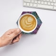 thumbnail image 6 of XMXY Drink Coasters with Holder for Coffee Table, Transparent Butterflies Dark Background Absorbent Ceramic Cups Coaster Sets 6 Pack, 4 Inches Hexagon, 6 of 9