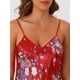 thumbnail image 5 of INSPIRAR CHIC Camisones de Satén para Mujeres Ropa de Noche Vestido de Seda Mini Lencería Floral L Rojo, 5 of 6