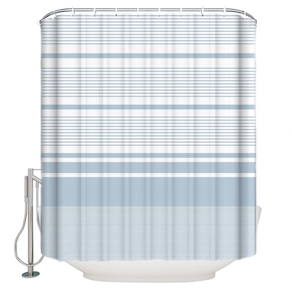 Blue Striped Bathroom Shower Curtains with 12 Hooks Polyester Waterproof Shower Curtain for Stalls and Bathtubs Farmhouse Pastel Stripes Minimalist Decorative Bathroom Privacy Curtain 36x72 Inches