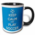 thumbnail image 2 of 3dRose, Keep clam and play soccer, Blue, 11oz Two-Tone Black Mug, 2 of 2