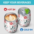 thumbnail image 4 of Floral 12oz Stainless Steel Insulated Wine Tumbler with Lid and Straw – Double Wall Vacuum Mug for Hot & Cold Drinks, 304 Steel Interior, Sweat-Free Design,Thanksgiving,Christmas, Spring,Flower, 4 of 5