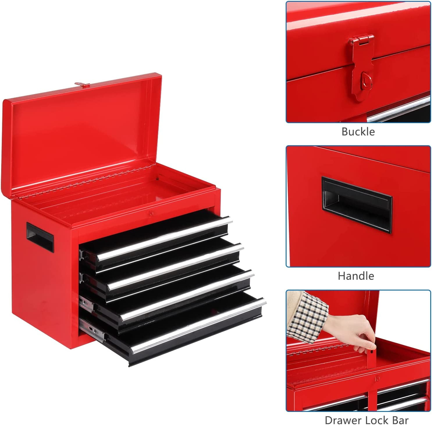 TUFFIOM 5-Drawer Rolling Tool Chest, Tool Storage Cabinet with Adjustable Shelf, Tool Organizer Box