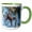 Green/White, variant on 3drose, Indonesia, Borneo, Kalimantan. Female Orangutan, 11oz Two-tone Yellow Mug