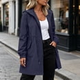 thumbnail image 4 of Waterproof Jacket for Women Solid Color Zipper Pocket Long Sleeved Hooded Elastic Waisted Submachine Jacket Top XXXL, 4 of 7