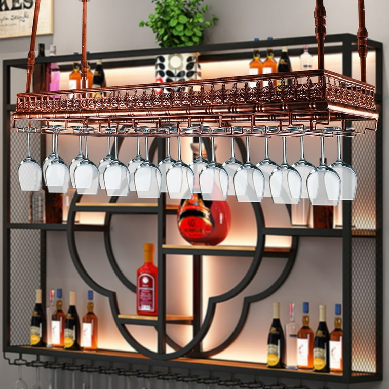 Miumaeov Hanging Wine Glass Rack Height Adjustable Hanging Wine
