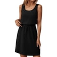 thumbnail image 1 of Square Neck Drawstring Sleeveless Vest Dress With, 1 of 6