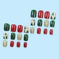 thumbnail image 6 of Christmas Green Red Press on Nails,Medium Square Fake Nails with Xmas Tree,Acrylic Glitter Glue on Nails Glossy Reusable Winter Xmas False Nails for Women Girls Holiday Manicure Daily 24pcs, 6 of 7