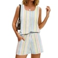 thumbnail image 4 of BOMYJESK Summer Sets Casual Sleeveless Tank Top Matching Striped Print Shorts Sets Cute Plus Size Elastic Waisted Beach Vacation Clothes with Pockets 2026 Multicolor XXL, 4 of 8