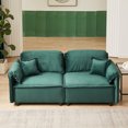 thumbnail image 2 of Set of 2 79" Accent Oversized 2 Seater Sofa with 2 Pillows, Modern Velvet Upholstered Sofa Couch with Wooden Frame & Backrest, Comfy Leisure Sofa for Living Room Apartment Office, Green, 2 of 8