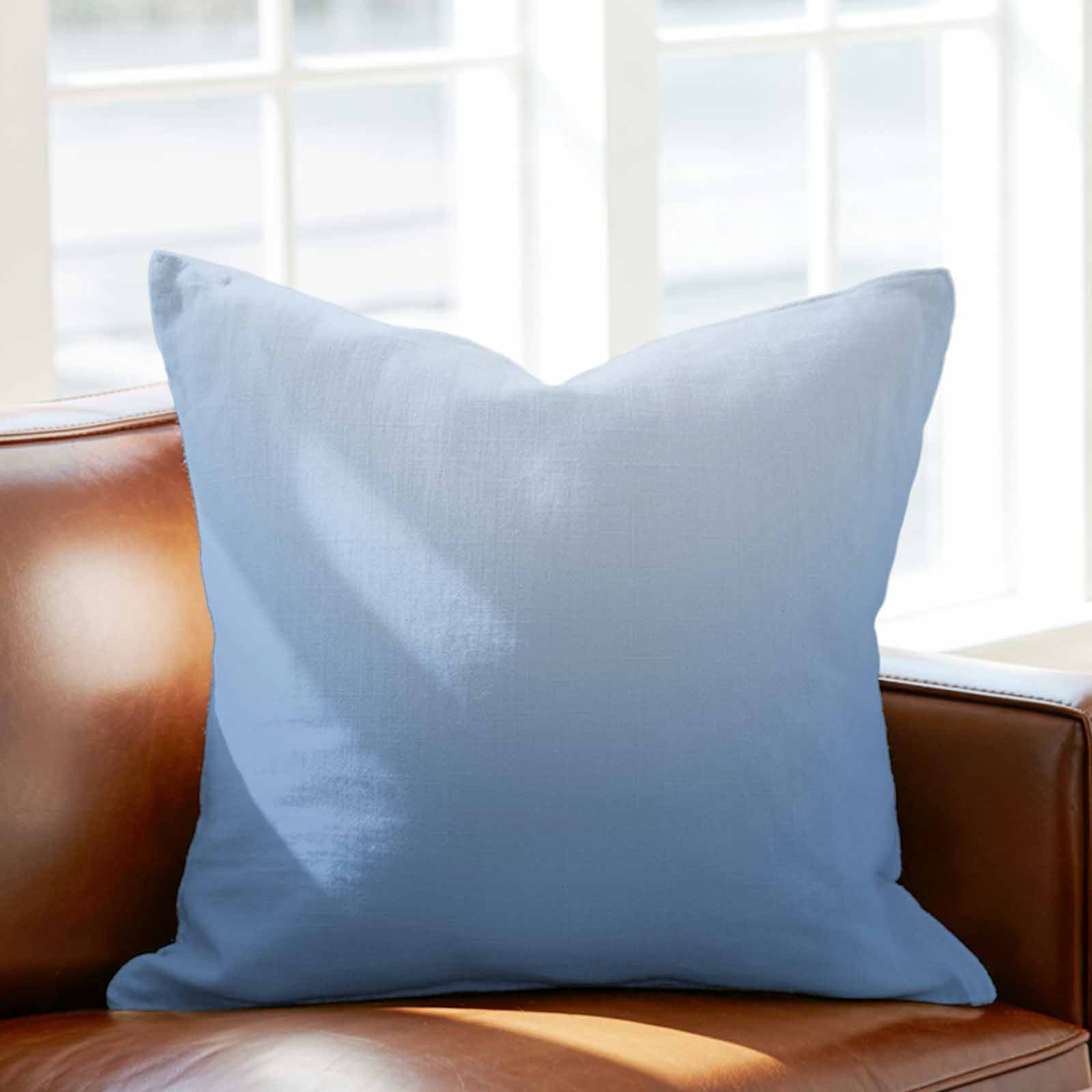Light Blue Ombre Pillow Covers 24x24 Inch, Modern Rustic Aqua Gradient Linen Pillowcase with Invisible Zipper, Decorative Throw Pillow Covers Cushion Case for Couch Sofa Bed Living Room
