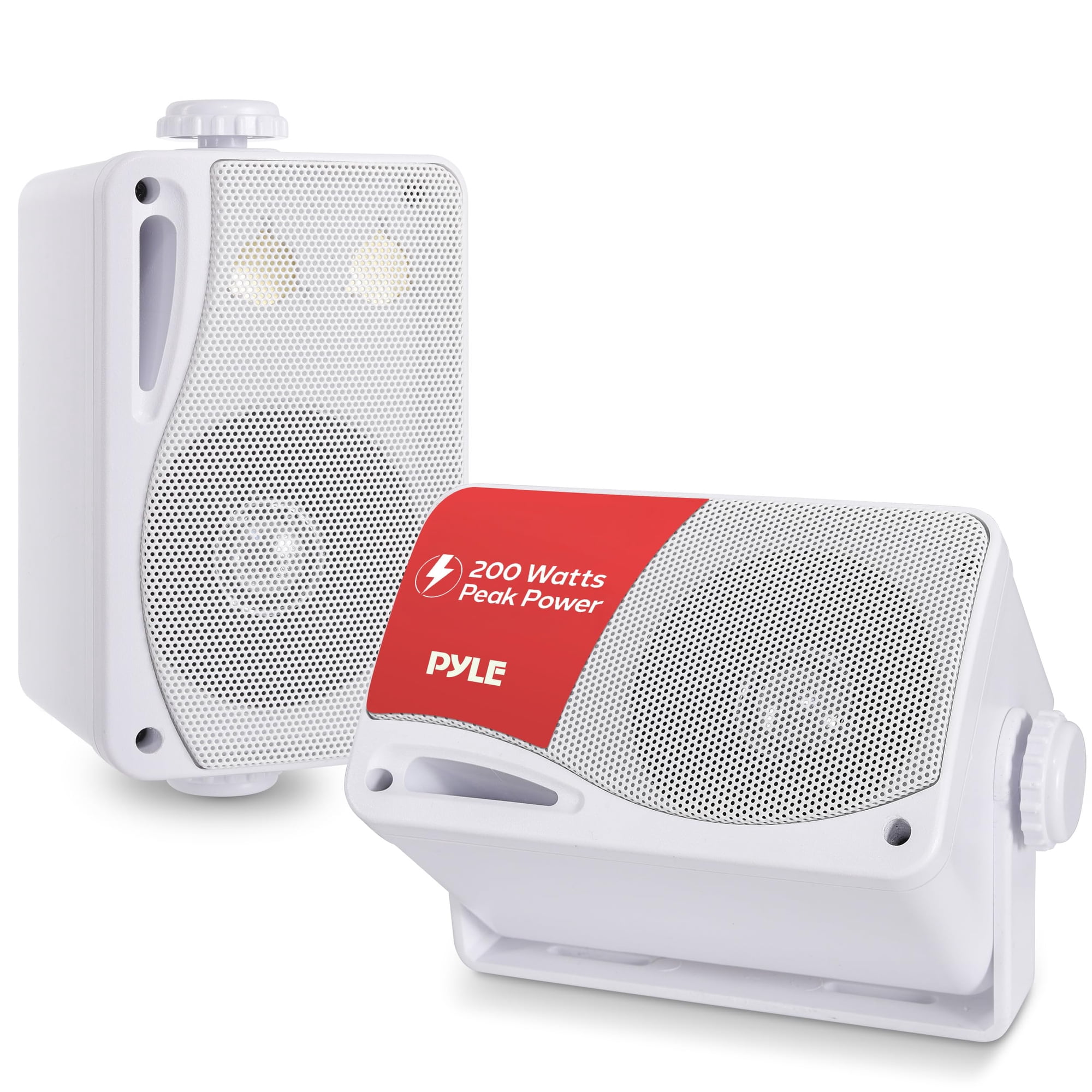 PYLE PLMR24 - 3-Way Weatherproof Outdoor Speaker Set - 3.5 Inch 200W Pair of Marine Grade Mount Speakers - in a Heavy Duty ABS Enclosure Grill (White)