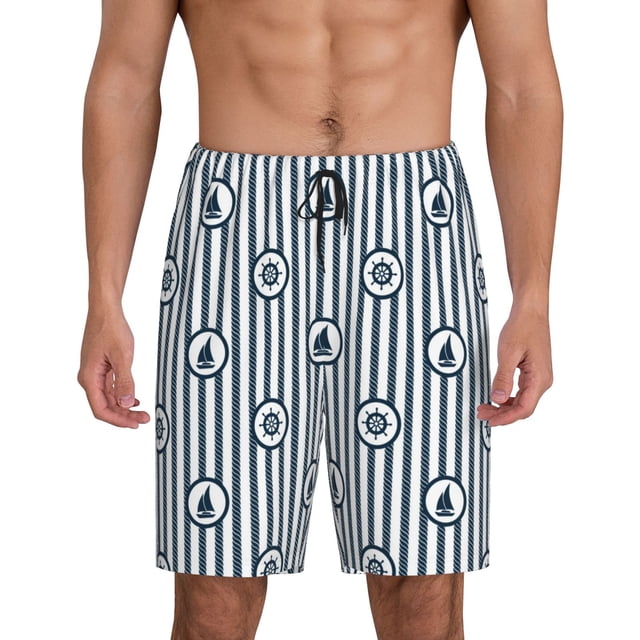 Fotbe Nautical1 Pantalones Cortos de Pijama para Hombre, Ropa de Dormir, Pantalones de Pijama Cortos para Hombre-XX-Large