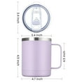 thumbnail image 4 of 12oz Coffee Mugs with Handle 2 Pack, Stainless Steel Insulated Travel Tumblers with Lid, Double Wall Vacuum Camping Cups for Hot & Cold Drinks, Tea, Lilac & Pink, 4 of 8