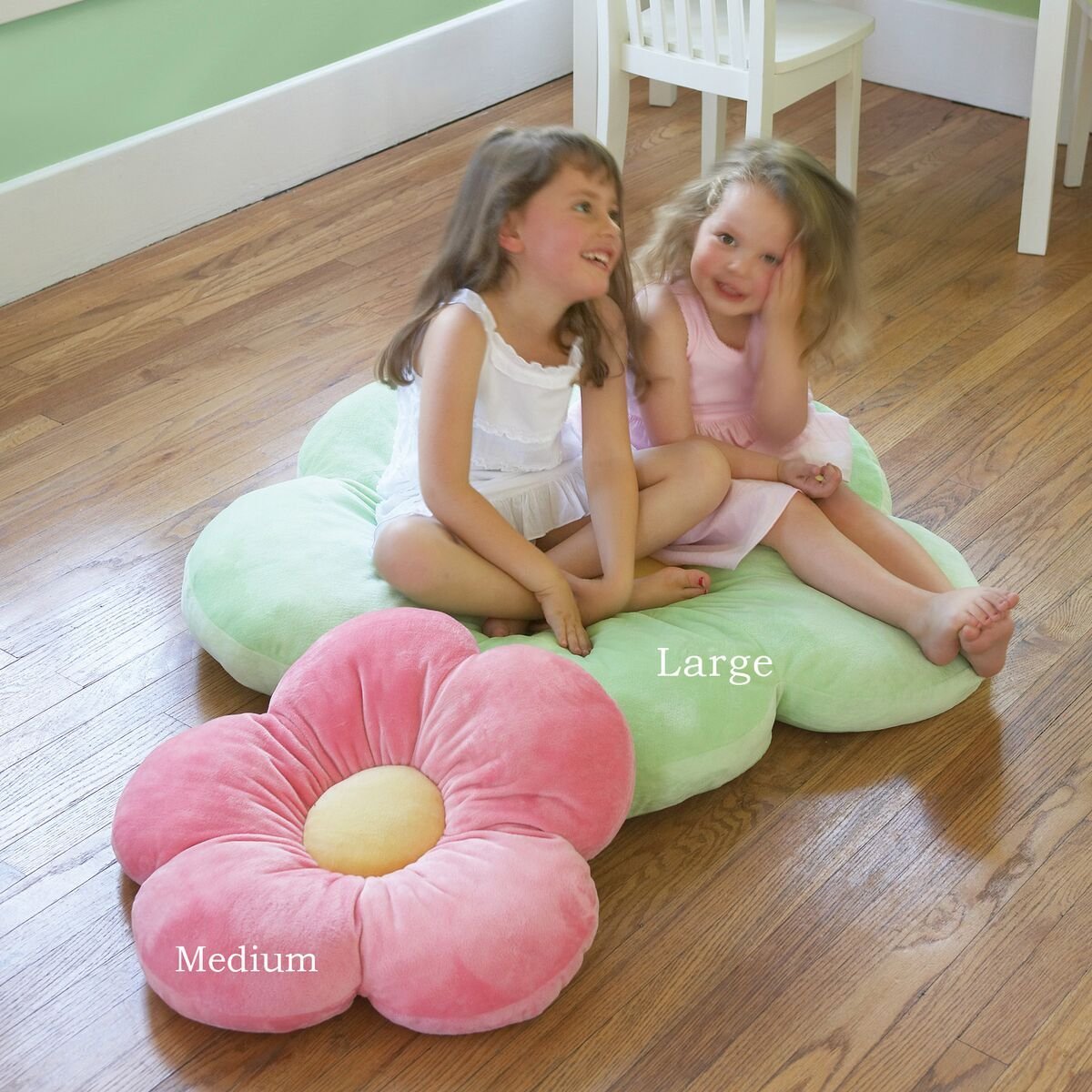 WUYU Girls Flower Floor Pillow Seating Cushion for Reading Decorative Throw Pillow Bed Room Cushion for Kids Soft Four Colors Blue,Medium-19.6x19.6in