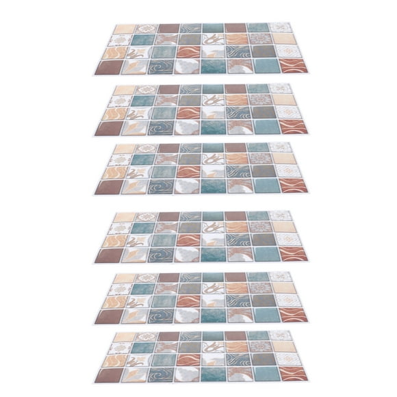 6Pcs Peel and Stick Wallpaper, PVC Self Adhesive Backsplash Tiles Wall Paper, Wate and Oil Proof, 5.9x11.8in DIY Kitchen Wall Tile Sticker for Kitchen Countertop Cabinet