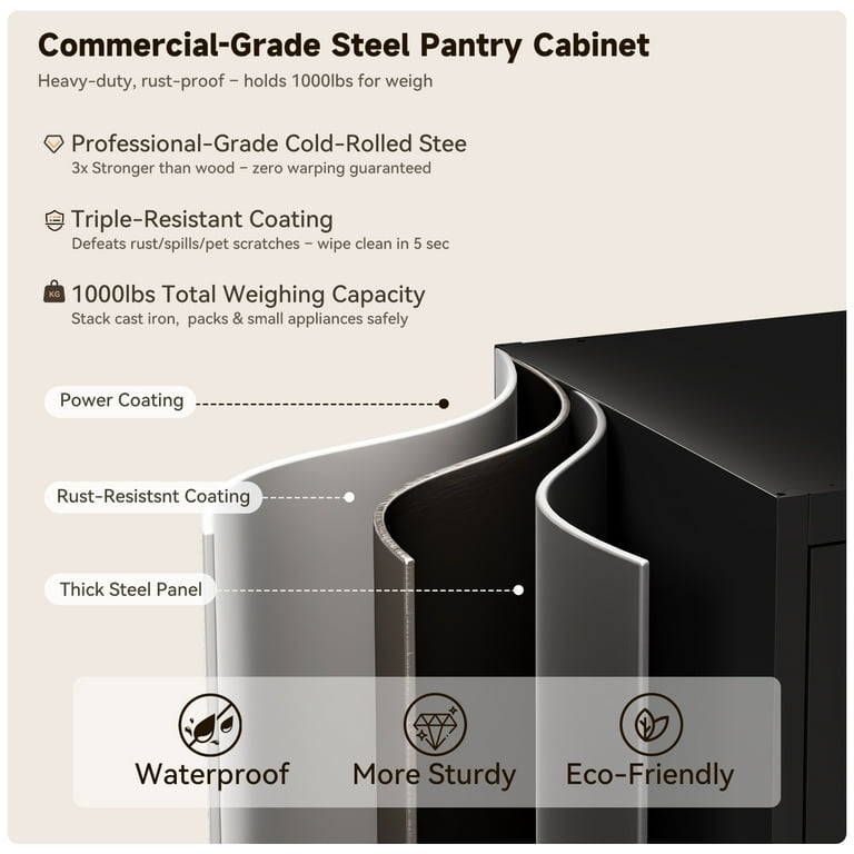 CXUZCZ Metal Garage Storage Cabinet,Black Storage Cabinet with Locking Doors and Adjustable Shelves,71" Tall Large Steel Tool Cabinets for Office,Garage,Shop