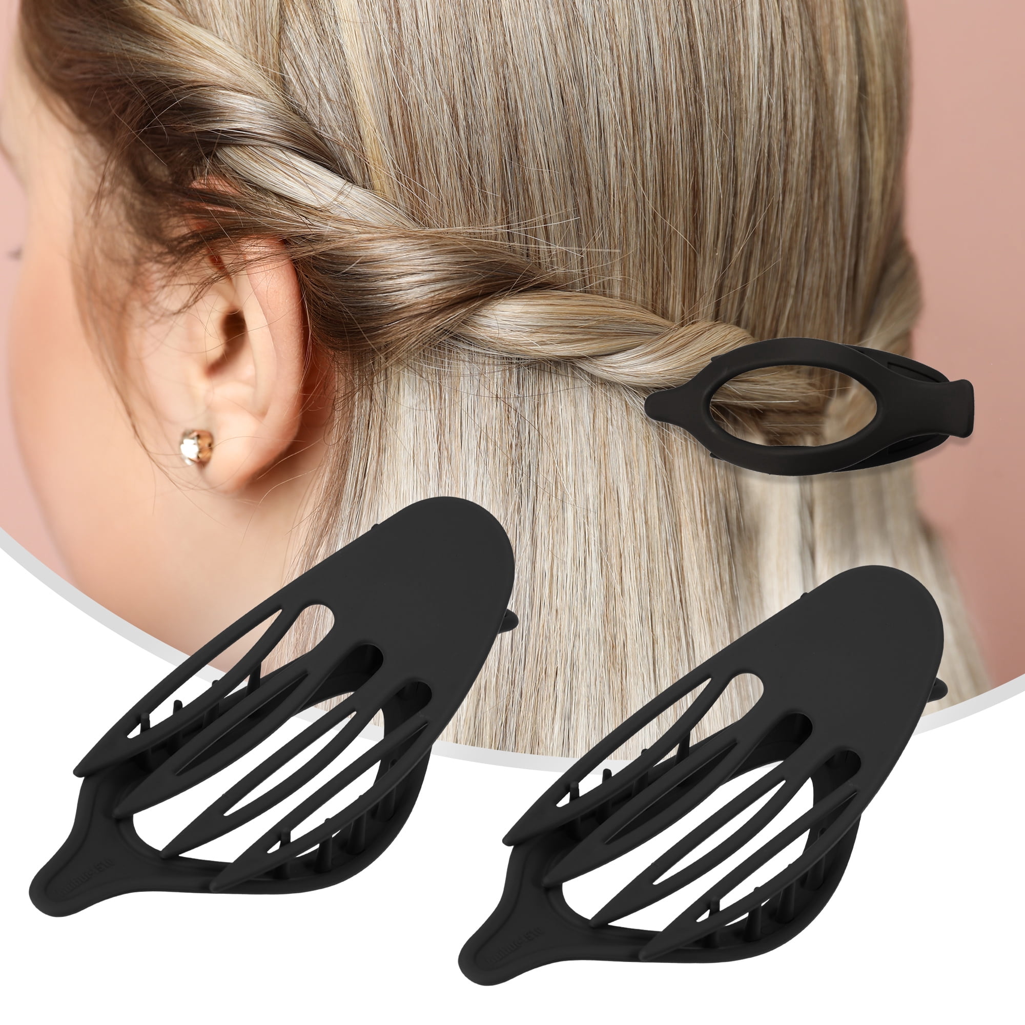 Unique Bargains 3Pcs Plastic Hair Claws Hair Clips Hair Barrettes Black