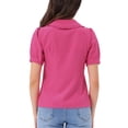 thumbnail image 3 of BLUSA CHIC para Mujeres con Cuello Peter Pan, Manga Corta Abullonada, Camisa Retro L Color Rosa Fucsia, 3 of 6