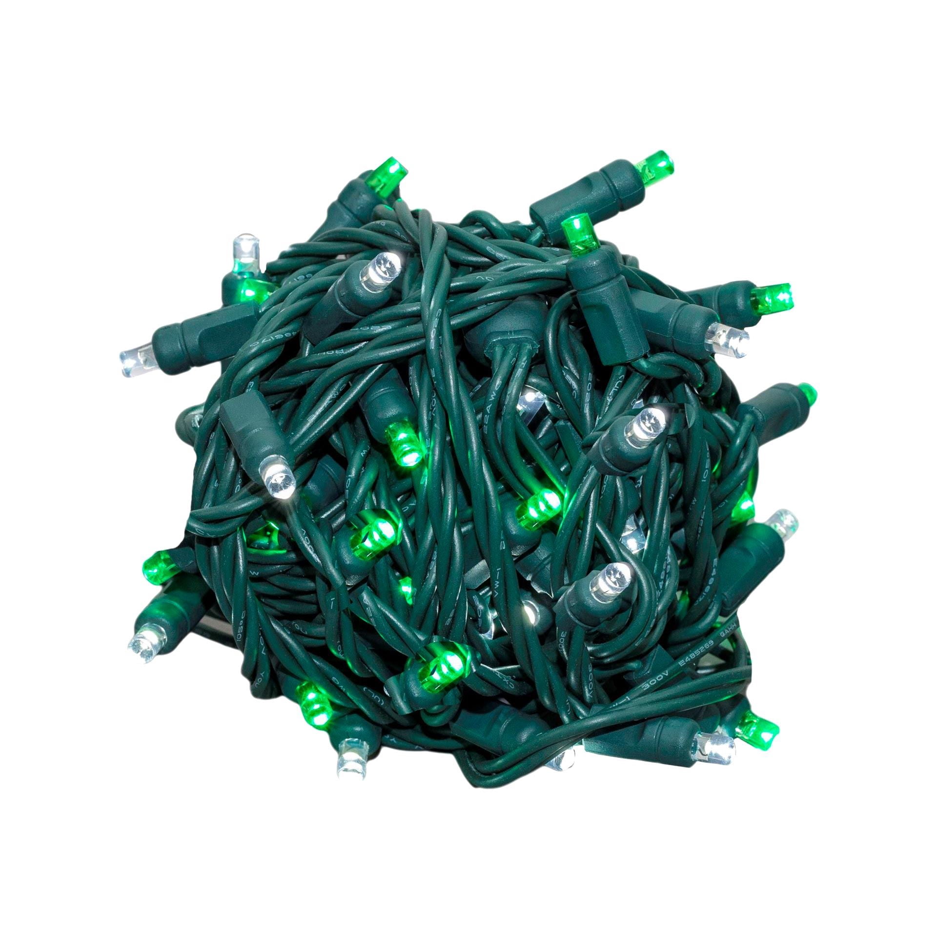 Novelty Lights 25FT 50 Light LED Green/Pure White, Outdoor String Lights, Corded Electric, Dimmable