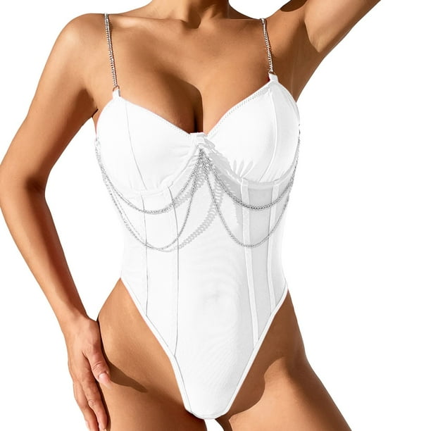 Gibobby Conjunto de lencería Conjuntos de Lencería Sexy para Mujer Brasier de Encaje Flores Sujetador Abierto Tanga G-String Thong Ropa Interior Pijama(Blanco, M)