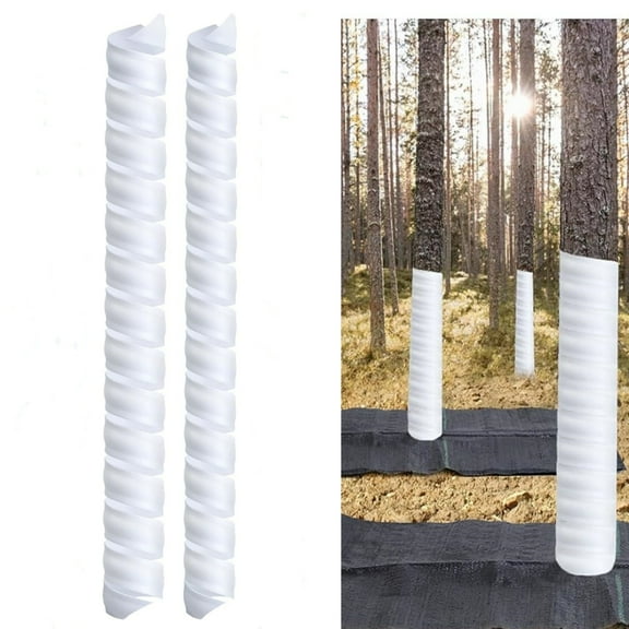 MODANU 2 Pcs Tree Trunk Protector, 2 Size Plastic Spiral Tree Guard, White Tree Wrap Tree Bark Protector Tube for Saplings Plants Seedlings Deer Rabbit Cats Rodents