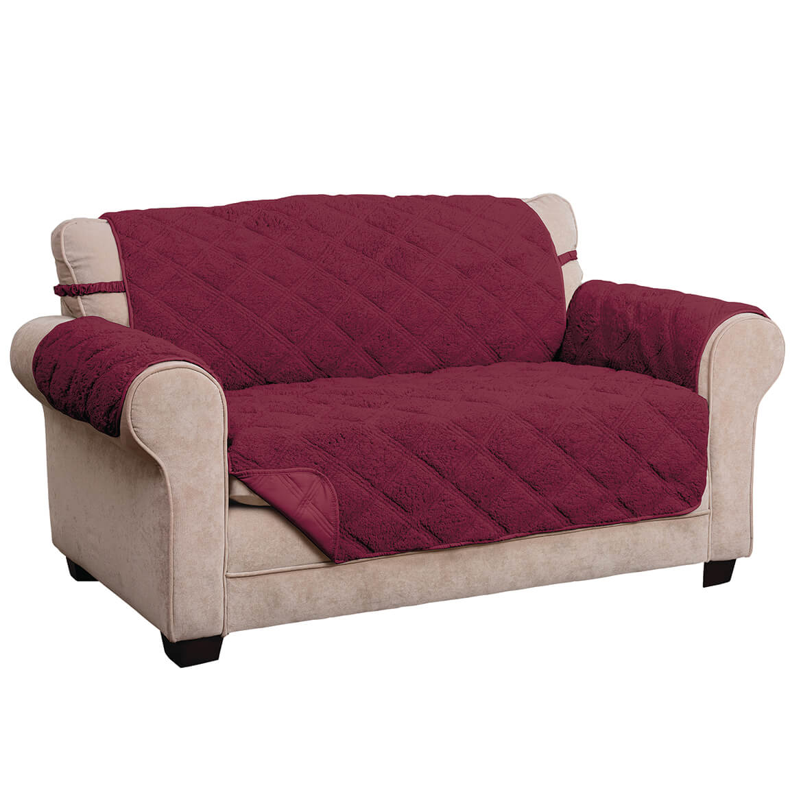 OakRidge Hudson Waterproof Sherpa ExtraLarge Sofa Protector, Burgundy