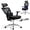 Black - Chrome Base - with Footrest, variant on JustSmart Ergonomic Mesh Office Chair, Adjustable Height & Armrests, Comfort Padded Seat - Black