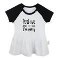 thumbnail image 5 of Pack of 2, Feed Me Tacos And Tell Me I'm Pretty & I was Told There Would Be Tacos Funny Dresses, Newborn Baby Skirts, Infant Princess Dress, Toddler Frocks (Black Raglan Dresses, 18-24 Months), 5 of 5