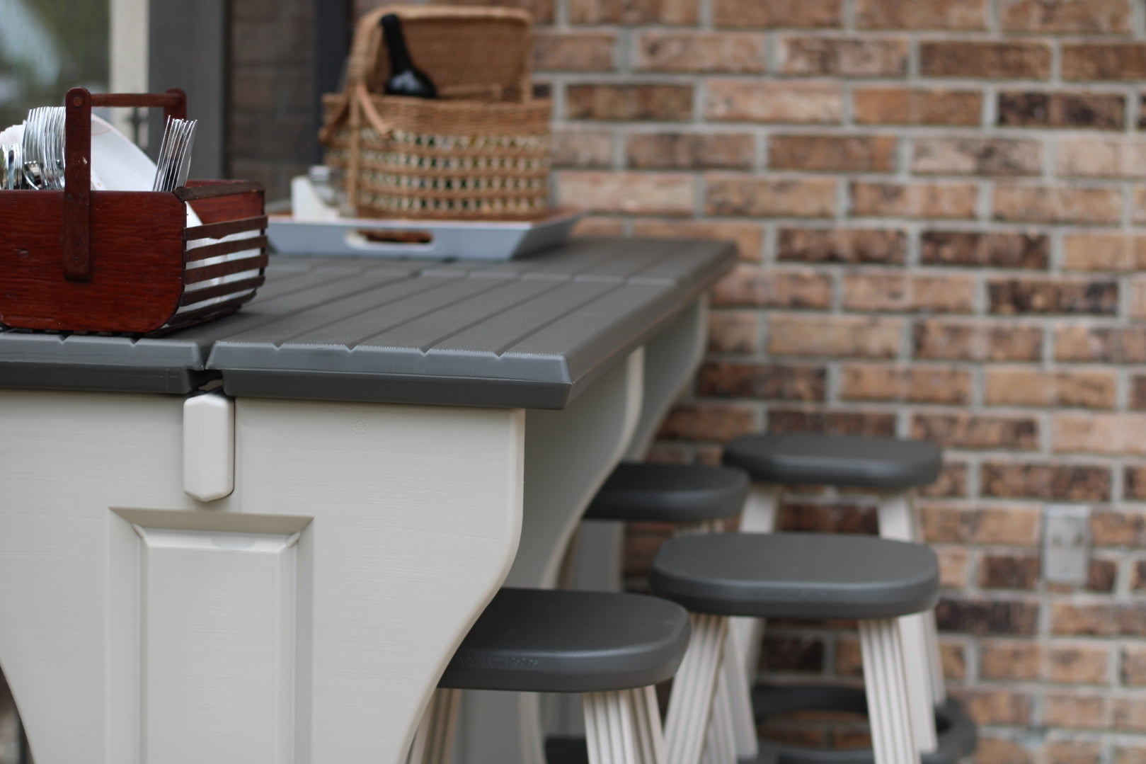 Leisure Accents Double Bar Deep Grey Top & Warm Grey Base Ideal for Patio Hot Tub Area Backyard Durable WeatherResistant Design Easy Nohardware Assembly Proudly Made in USA