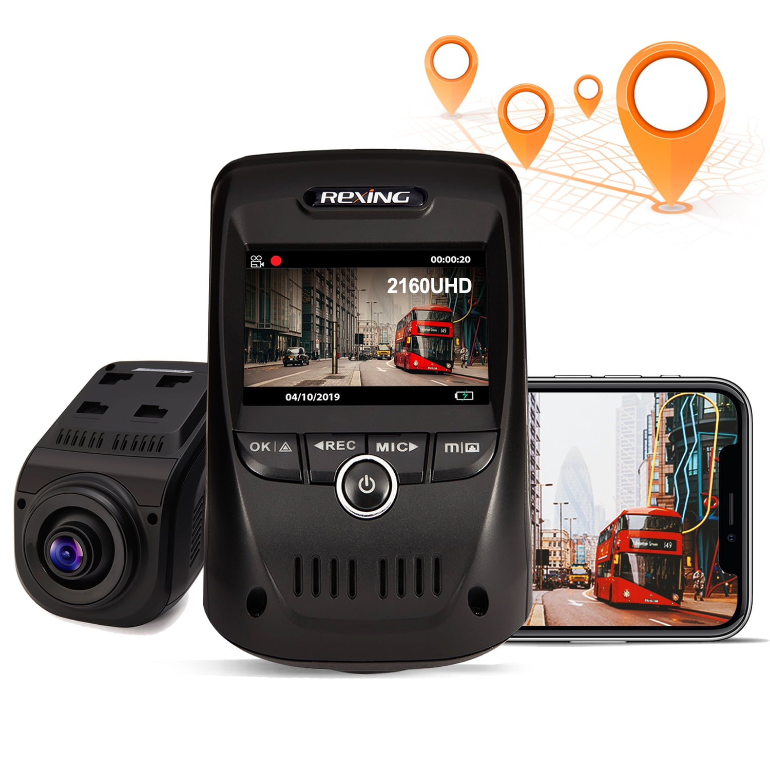 Rexing V1 Max 4K 2160P Single Channel Dash Cam with WiFi & GPS