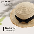 thumbnail image 3 of 56-58cm hat circumference ladies straw hat sun hat sunscreen outdoor bow flat top hat beach hat foldable sun hat - Beige, 3 of 5