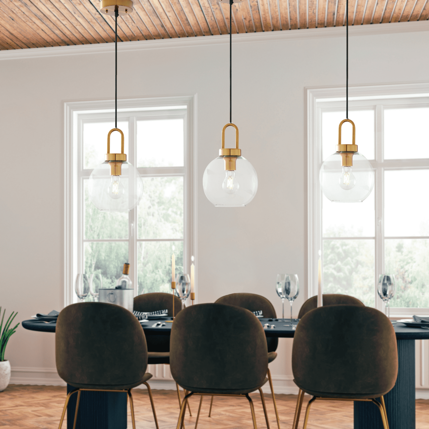 Better Homes & Gardens 59” Golden Pendant Ceiling Light, Metal Base Glass Shade, Cord Adjustable CA