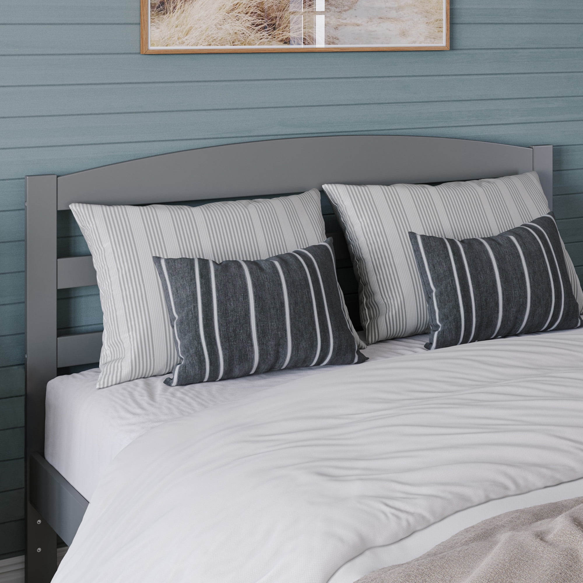AFI Warren 14" Queen Wood Platform Bed Frame with Foot Drawer Storage, Grey