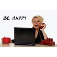 thumbnail image 1 of Custom Decals Be Happy Wall Art Size: 8 Inches x 30 Inches Color: Black, 1 of 1